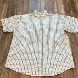 Allison Izu Men's Checkered Beige and Navy Shirt
